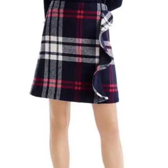 J. Crew Mercantile Women's Blue Plaid Ruffle Mini Skirt, Size 2 - Picture 5 of 5